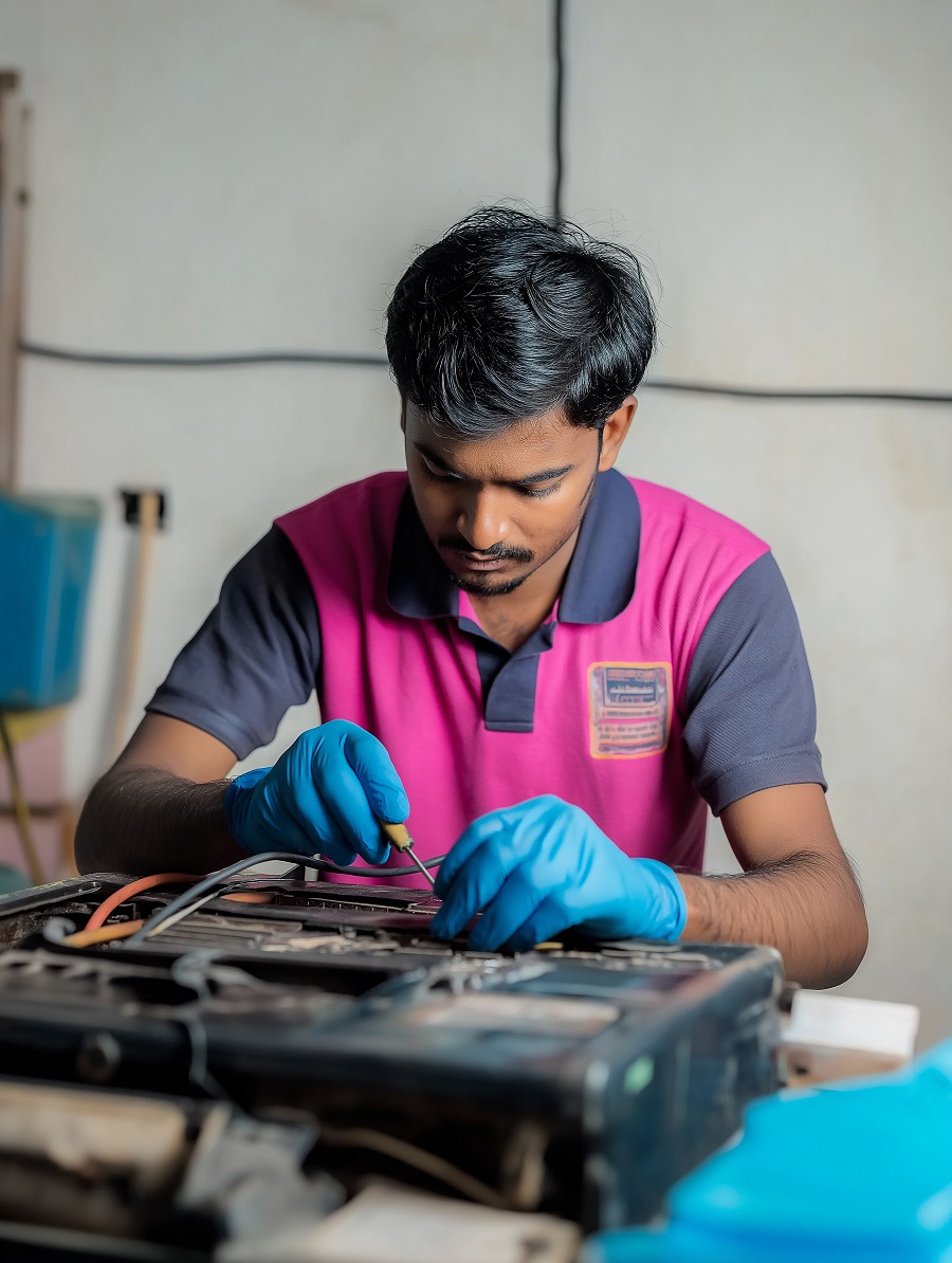 Computer service center in coimbatore Technician repairing desktop at a computer service center in Coimbatore